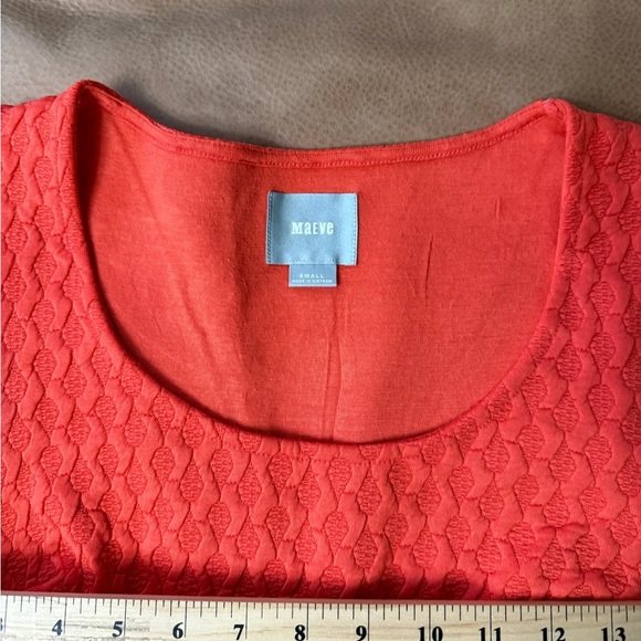 Maeve Knit Side Pockets Caye Scalloped Dress Size Small Coral ANTHROPOLOGIE - Picture 6 of 9